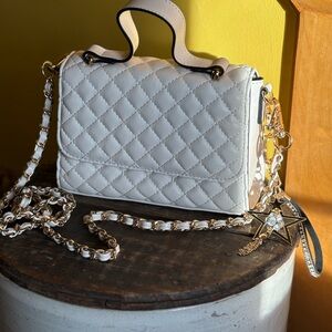 Aldo White Quilted Crossbody Bag with Chain Strap
